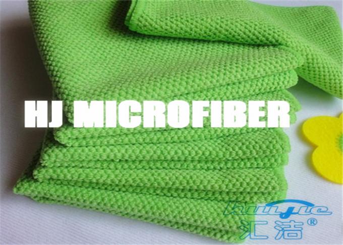 강한 흡수를 가진 녹색 폴리에스테/폴리아미드 큰 진주 자카드 직물 본 Microfiber 청소 피복