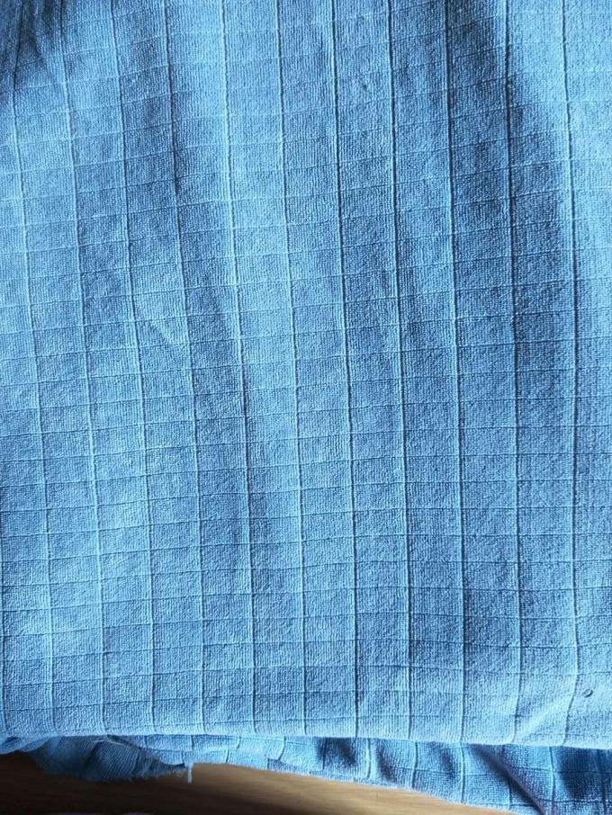 Microfiber 공장 파란 씨실 큰 격자 차 청소 피복 1.5m 폭 320gsm 조밀도