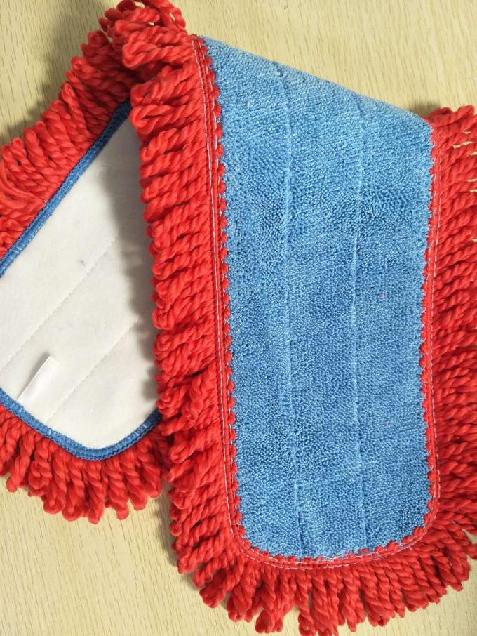 450gsm 파란 꼬이는 빨간 술 Microfiber 젖은 Mop는 친절한 환경을 덧댑니다