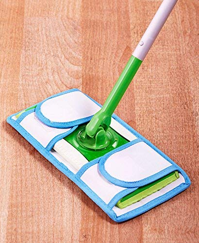 2개의 재사용할 수 있는 MOP 패드의 세트, 11" Microfiber 젖은 Mop 패드, 백색 화포를 가진 파란 강선전도 더미