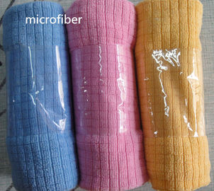 Microfiber 30 * 40cm 차 목욕탕을 위한 260gsm 황색 격자 부엌 깨끗한 수건