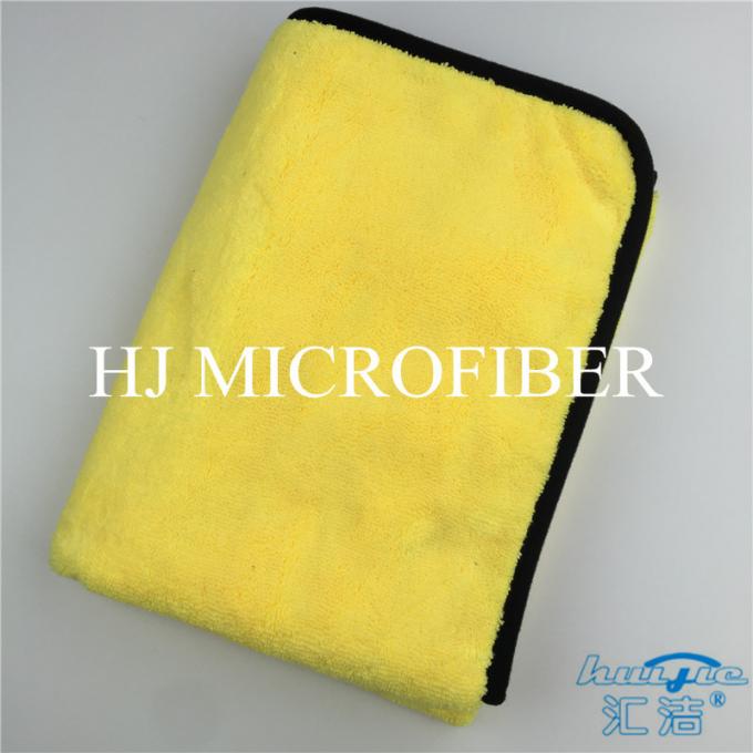 노란 색깔 Microfiber 차 깨끗한 수건을 위한 최고 두꺼운 산호 양털 직물 수건