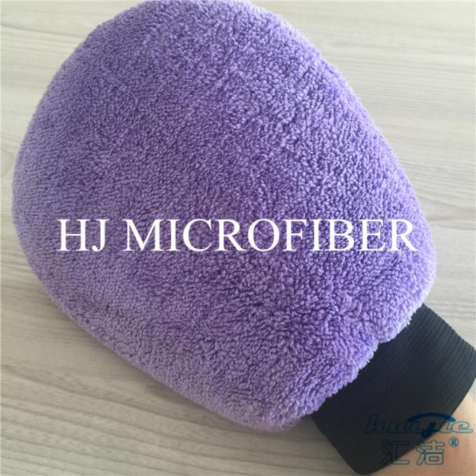 자주색 Microfiber 최고 흡수성 차 청소 피복 수건 산호 양털 차 손 장갑